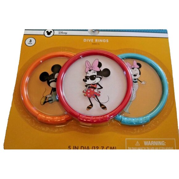Disney Dive Rings Pool Set Game Mickey & Minnie Mouse Mermaid New - Picture 2 of 3